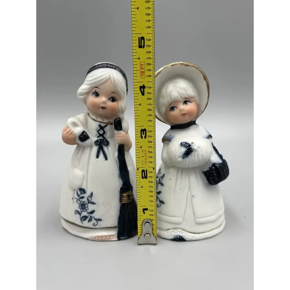 Vintage Jasco Royal Majestic Bells Girls Women Set of 2 White Blue
